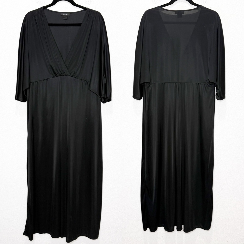 Natori Satin Surplice Kaftan Maxi Dress Loungewear